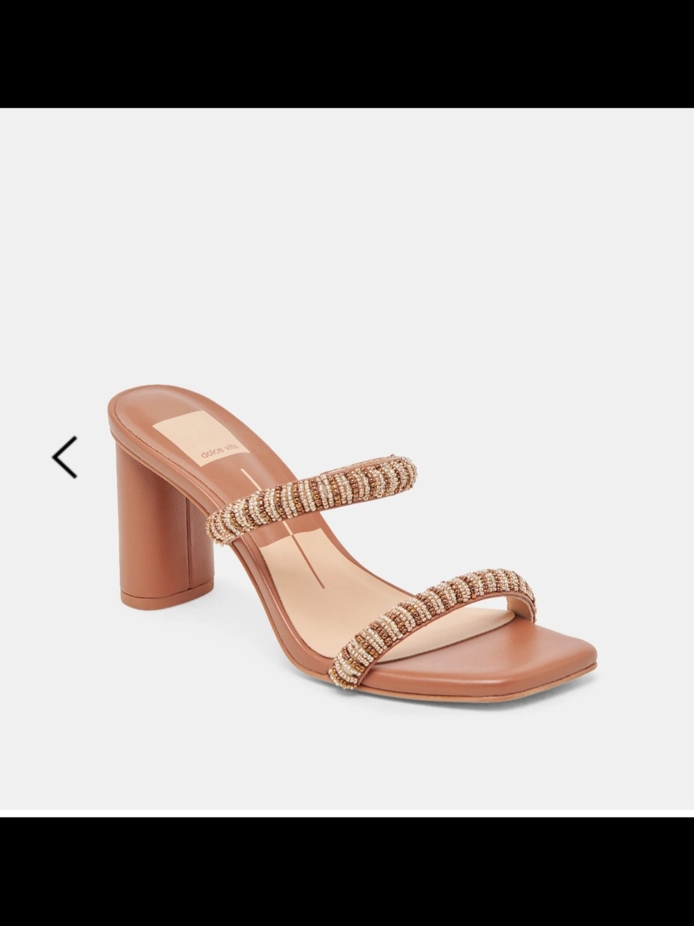 Dolce Vita Tan Beaded Double-Strap Block Heel Sandal